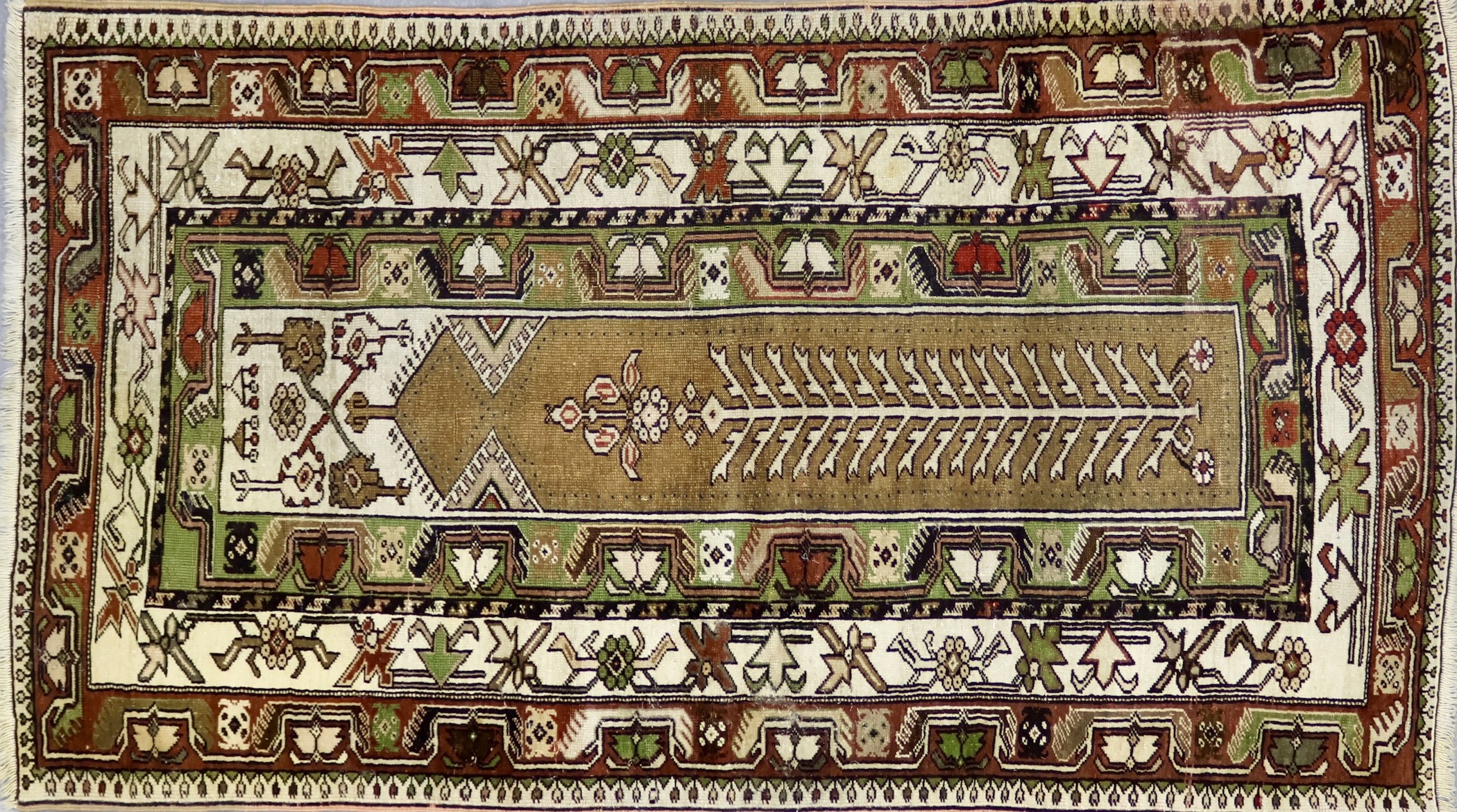 CR8056 VINTAGE 1960s TURKISH MILAS RUG 3'11