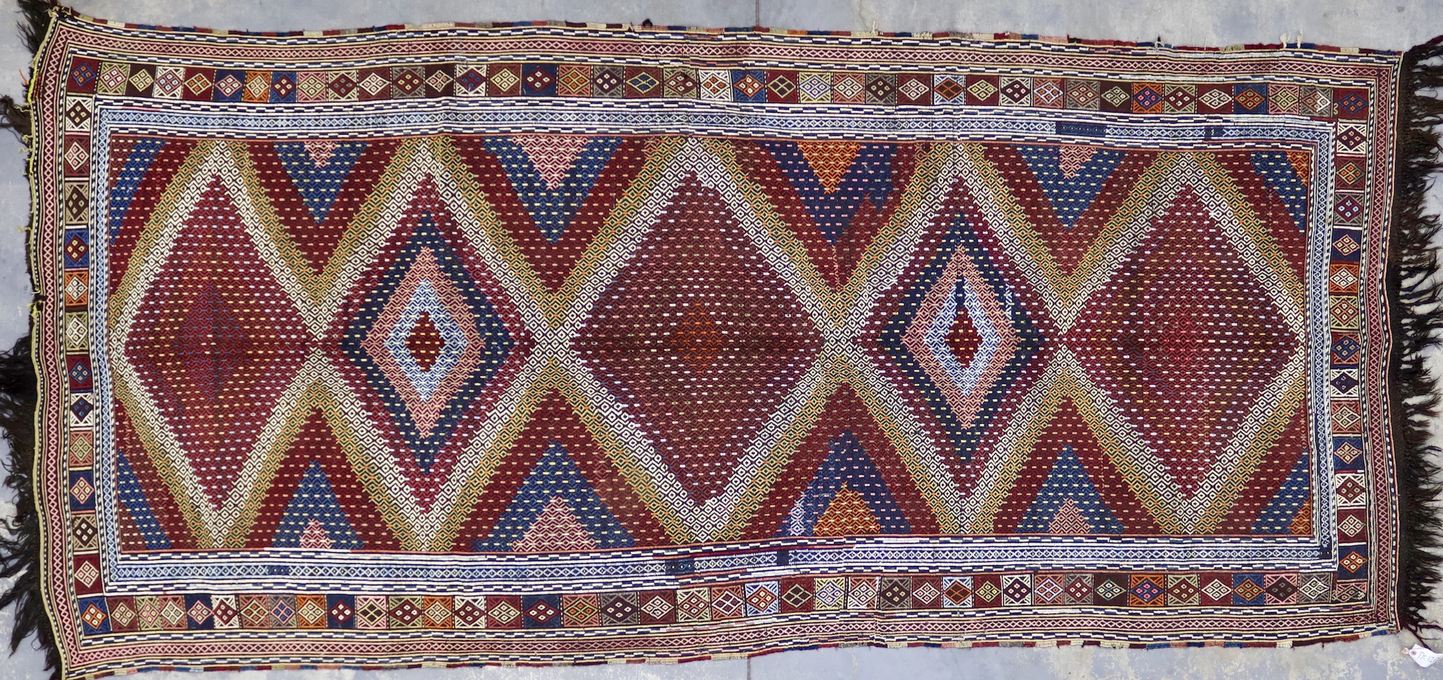 TK1268 ANTIQUE 1900s CAUCASIAN VERNE CICIM KILIM RUG 5'4