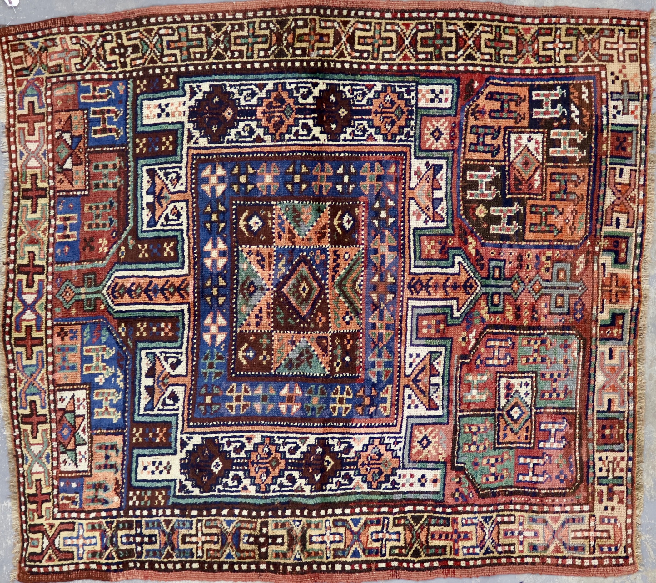 KH309 ANTIQUE 1890s KURDISH HERKI RUG 5'1