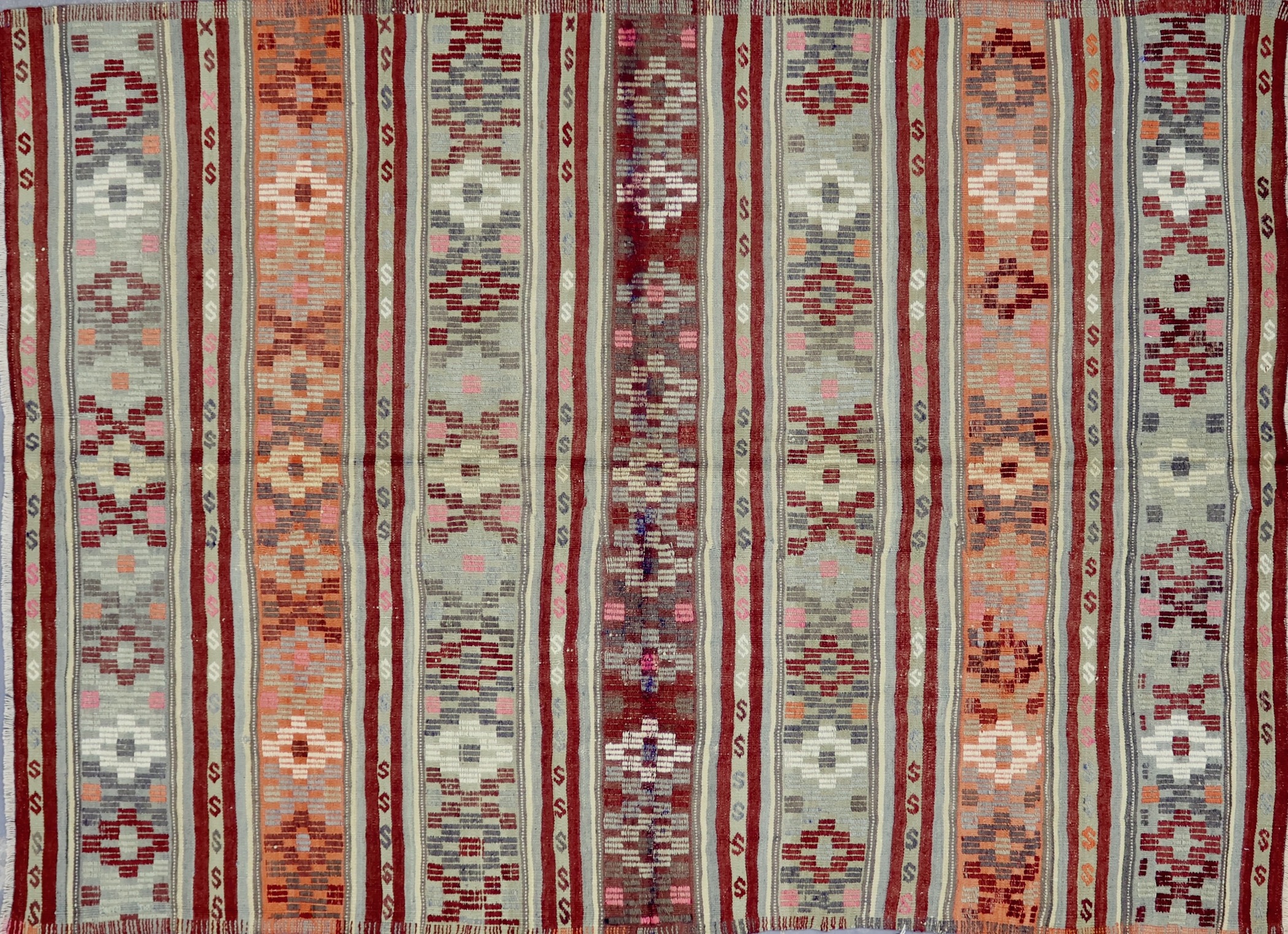 KK336 VINTAGE 1960s SIVAS KILIM RUG 5'5