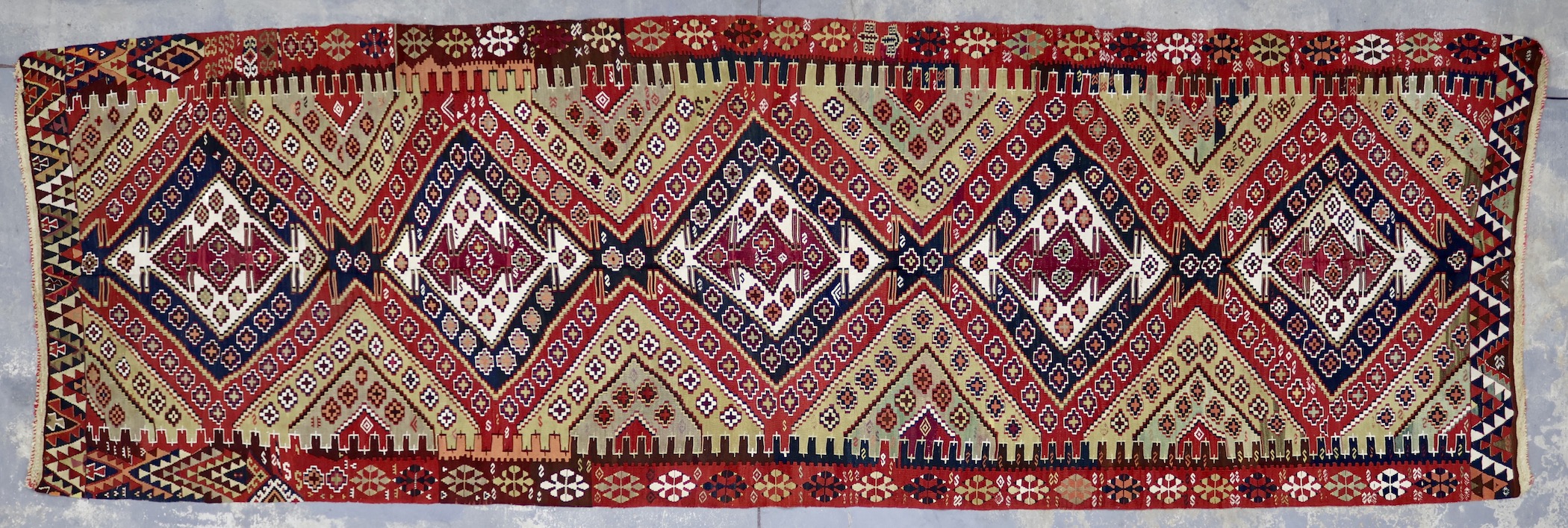 TK1239 ANTIQUE 1880s TURKISH SIVAS KILIM RUG 4'7