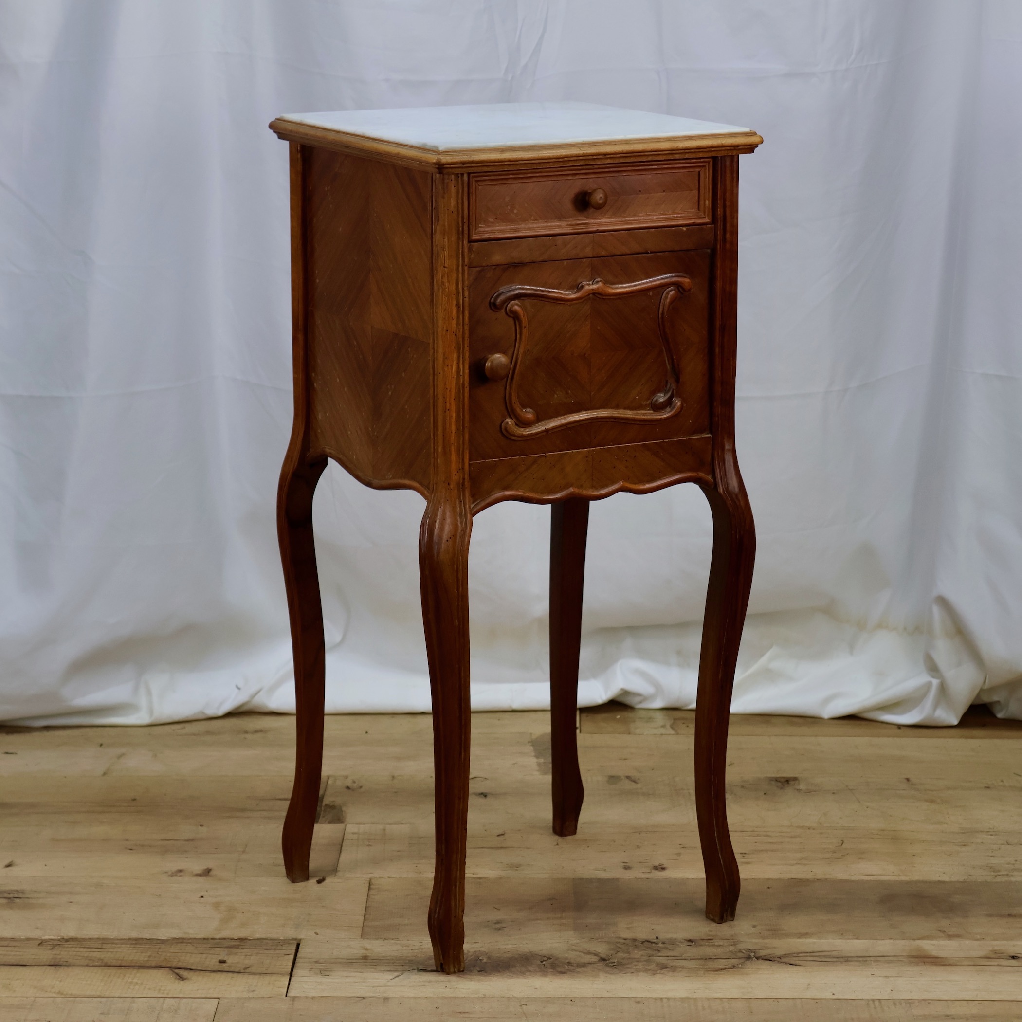 TB002 WHITE MARBLE-TOP NIGHTSTAND