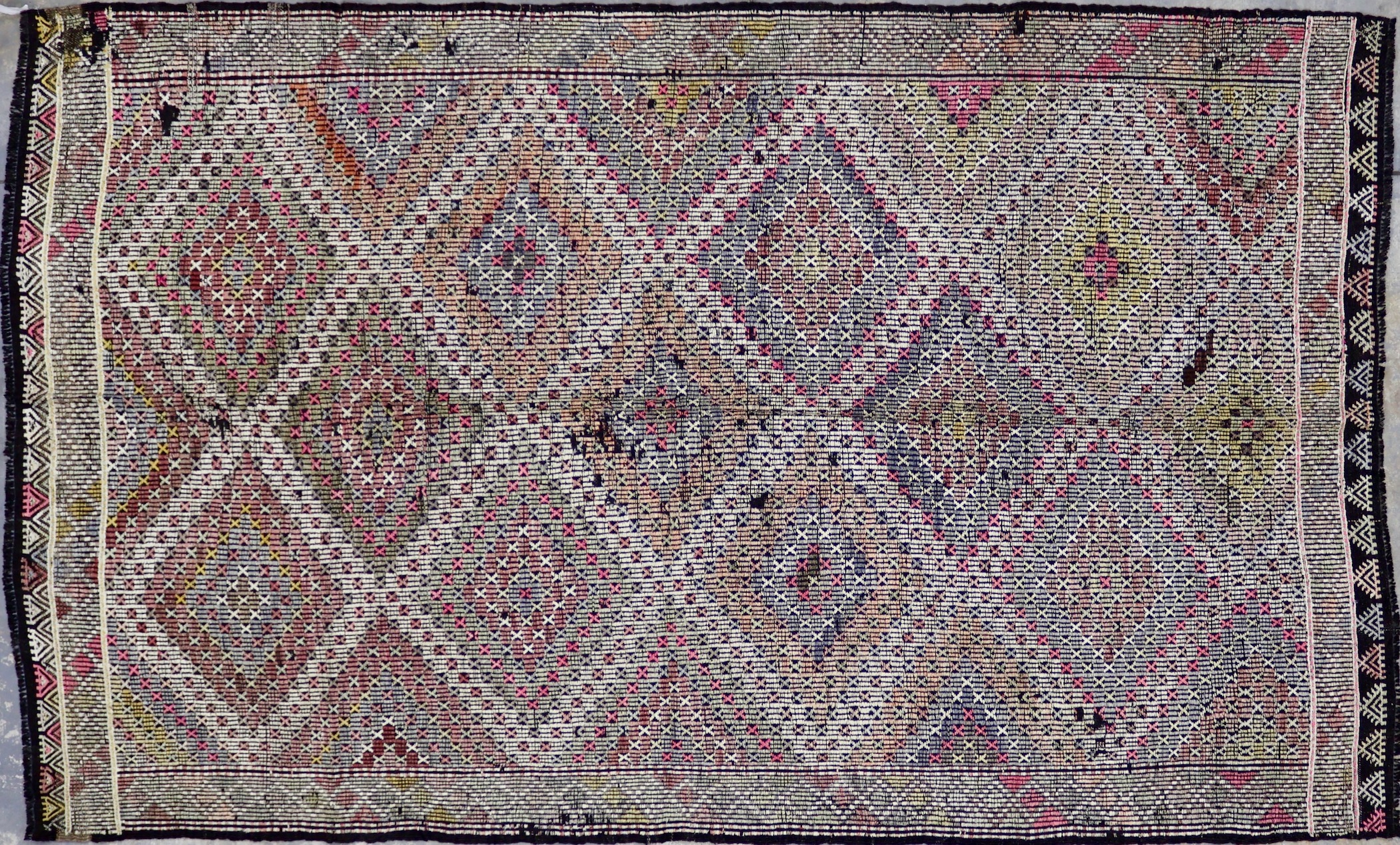 KL8045 RECLAIMED 1960s TURKISH KONYA ZILI KILIM RUG 6'4