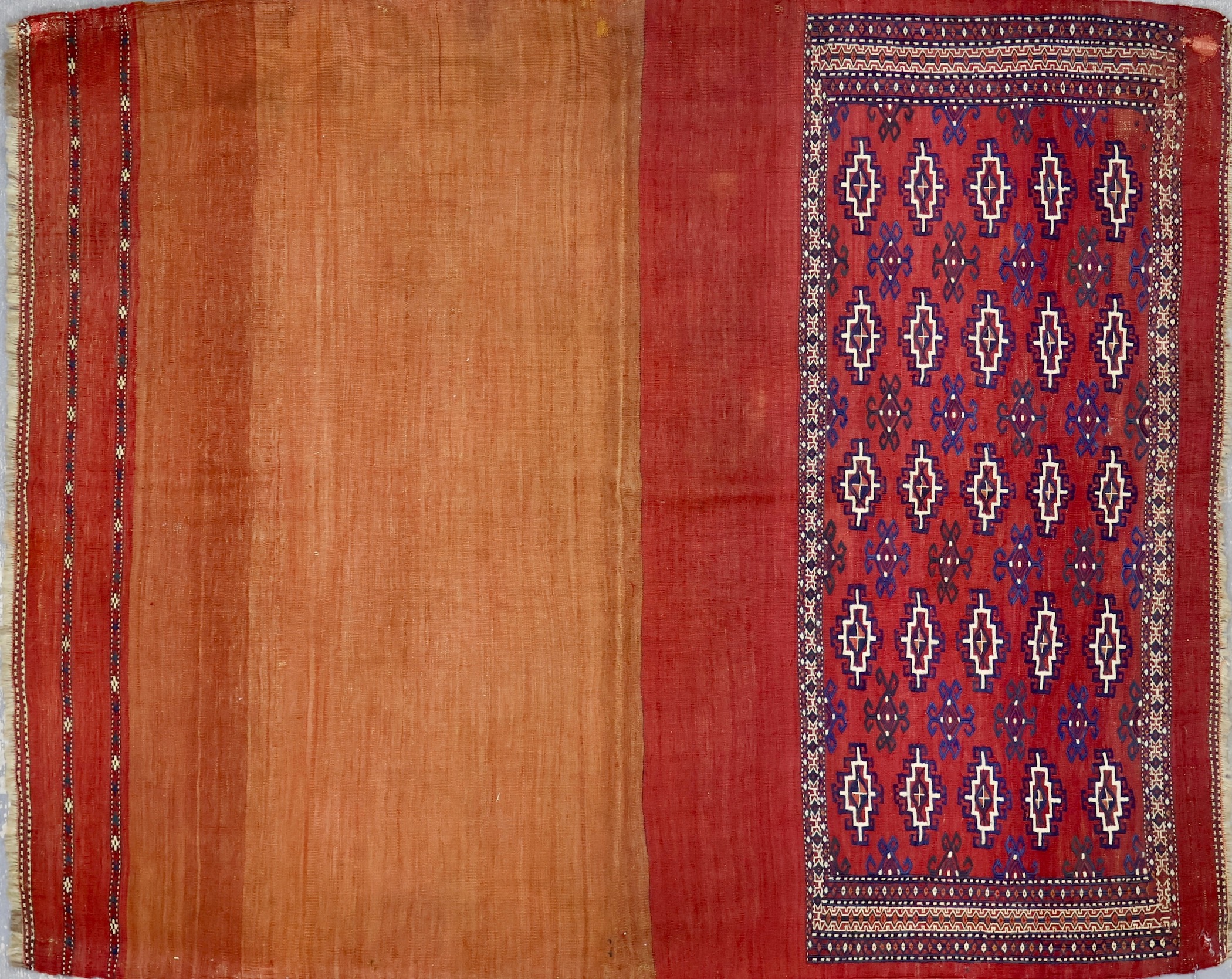 SK426 ANTIQUE 1920s TURKOMAN TEKKE KILIM TEXTILE 2'6