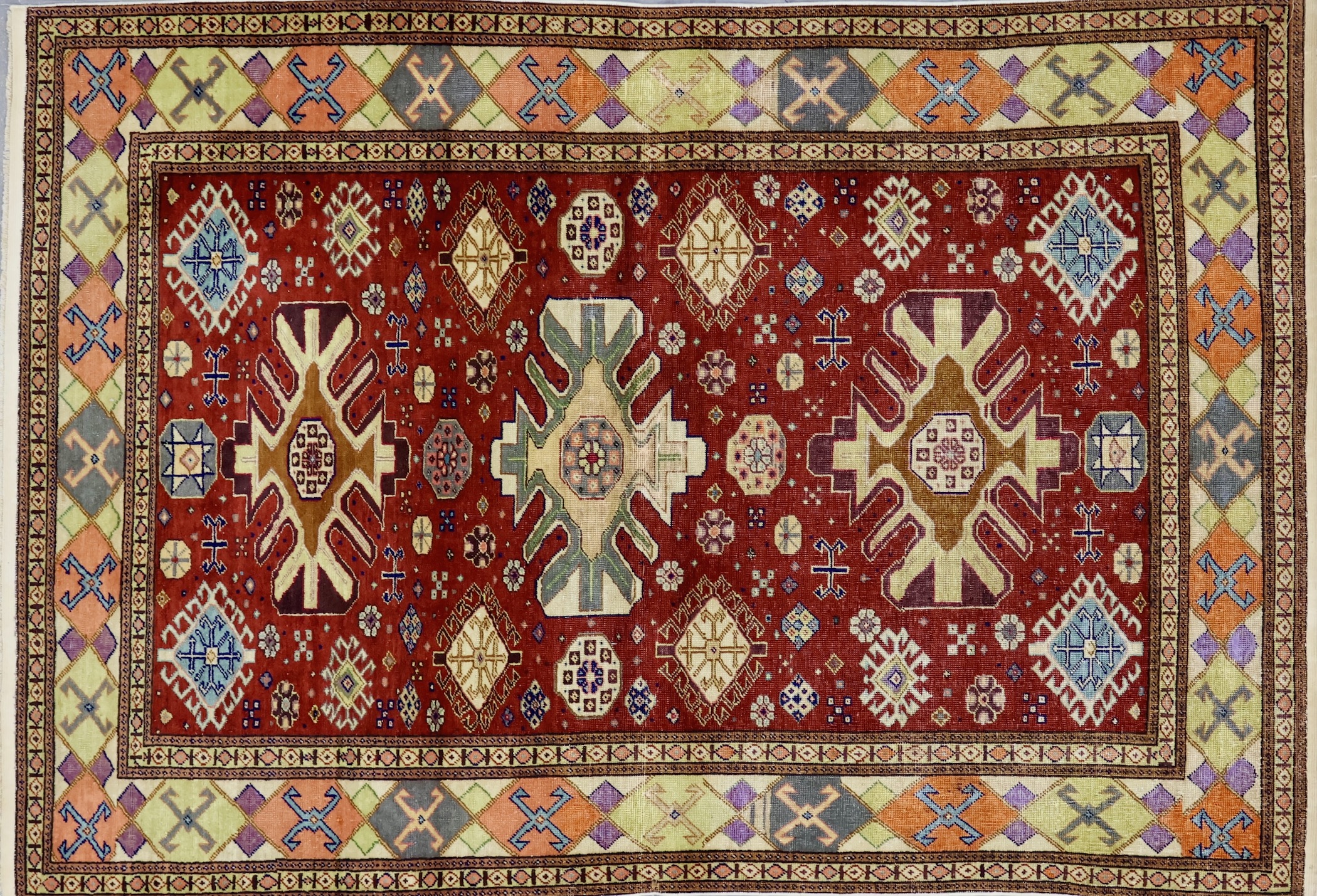 CR5993 VINTAGE 1990s CAUCASIAN DERBEND RUG 3'11