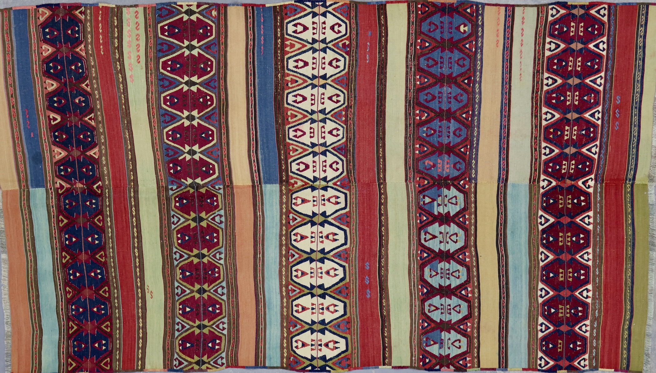 KL8631 ANTIQUE 1900s CAUCASIAN KILIM RUG 4'6