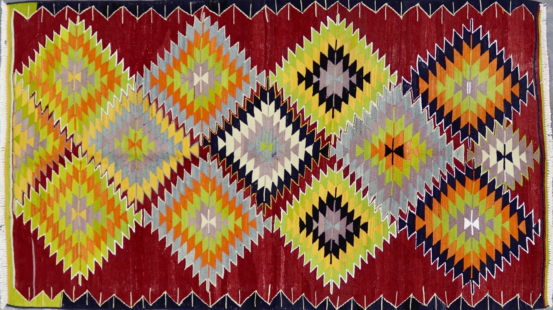 KL4184 VINTAGE 1980s TURKISH KILIM RUG 4'4