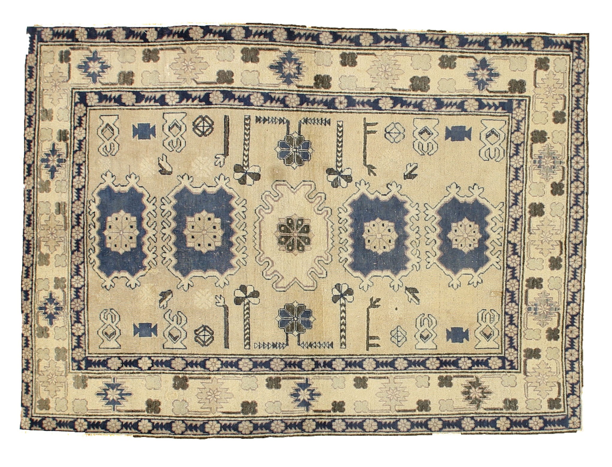 SH1- VINTAGE KAZAK RUG  4.4 X 6