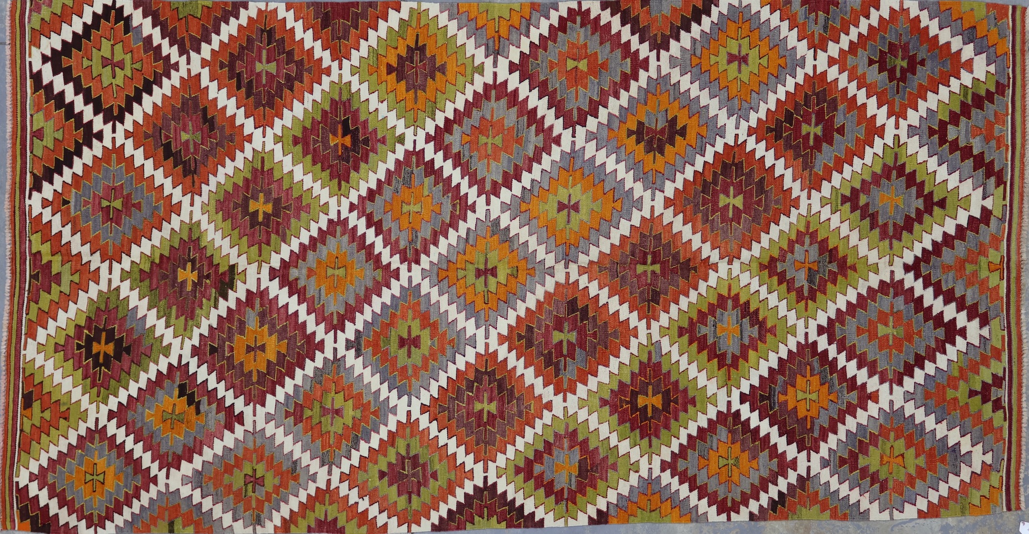 KL3256 VINTAGE 1950s TURKISH AFYON KILIM RUG 5'3