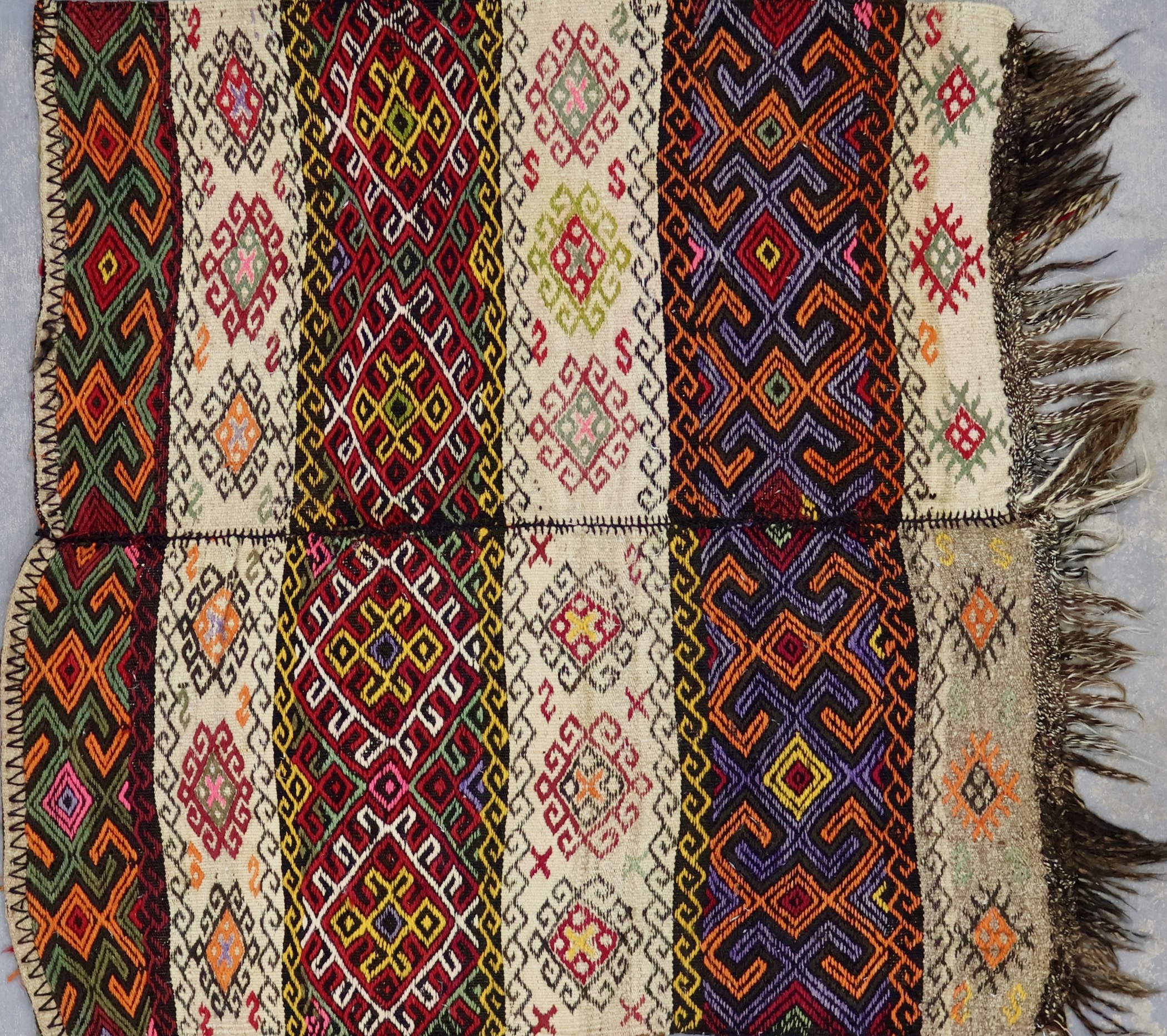 KK5107 VINTAGE 1930s KURDISH HERKI CICIM KILIM RUG 3'10