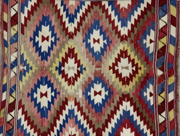 KL2778 NEARLY-ANTIQUE 1930s TURKISH KILIM RUG 3'8