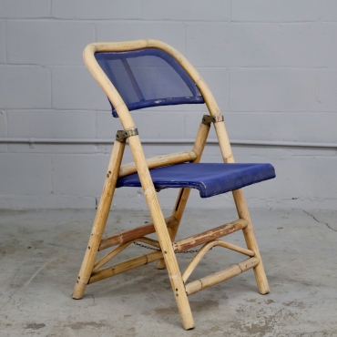 CHR912 BAMBOO FOLDING CHAIRS WITH BLUE VINYL MESH