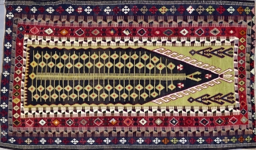 KL8125 VINTAGE 1950s TURKISH OBRUK KILIM RUG 5' X 8'5