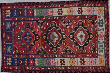 KL8664 VINTAGE CAUCASIAN SUMAK RUG, DATED 1986 6'6