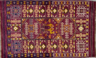 SH1501 VINTAGE 1940s TURKOMAN ERSARI TRIBAL RUG 3'8