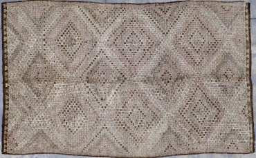 KL2805 VINTAGE 1990s TURKISH YORUK ZILI KILIM RUG 6' X 9'7