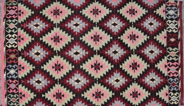 KL3320 VINTAGE 1970s TURKISH ESME KILIM RUG 6'4