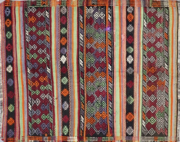 SK1503 VINTAGE 1960s KURDISH ANTEP KILIM RUG 4'6