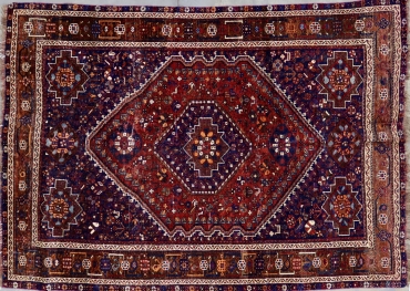 CR8539 VINTAGE 1970s PERSIAN SHIRAZ RUG 6' X 8'8