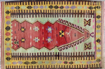 KL5440 VINTAGE 1950s TURKISH SIVAS RUG 3'8