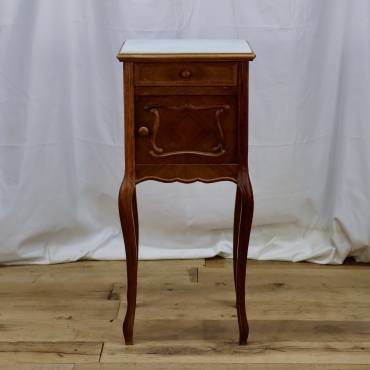 TB002 WHITE MARBLE-TOP NIGHTSTAND