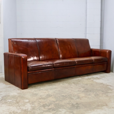 SOF380 DARK BROWN LEATHER 4-SEATER SOFA