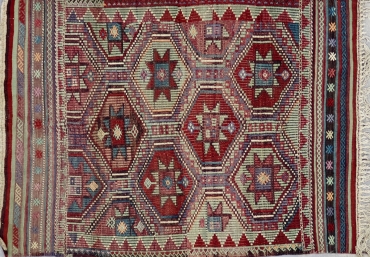SK512 VINTAGE 1970s TURKISH ZILI KONYA KILIM RUG 3'2