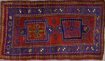 SH432 ANTIQUE 1900s CAUCASIAN KAZAK RUG 4' X 7'1