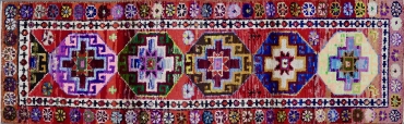 CR8607 VINTAGE 1990s KURDISH INDUSTRIAL DYED RUNNER 3'1