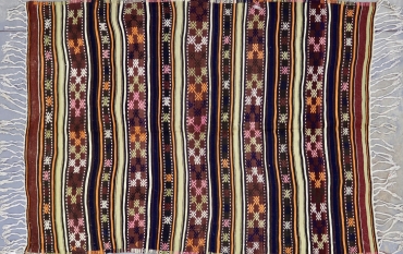 KK324 VINTAGE TURKISH BALIKESIR CICIM KILIM RUG 5' X 7'