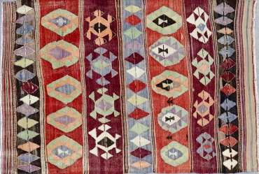 KL5700 VINTAGE 1970s TURKISH AFYON KILIM RUG 4'1