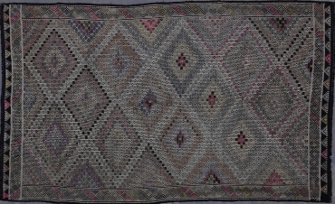 CR7977 VINTAGE TURKISH KONYA ZILI KILIM RUG 6'4