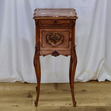 TB003 RED MARBLE-TOP NIGHTSTAND