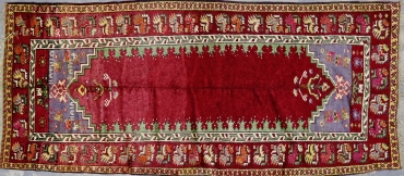 HR65 ANTIQUE KURDISH HERKI RUNNER 4' X 9'2
