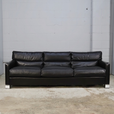 SOF33 BLACK LEATHER SOFA (SET AVAILABLE)