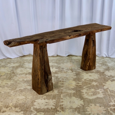 TB135B LARGE RECLAIMED WOOD CONSOLE TABLE WITH HEAVY BASE
