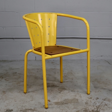 CHR689 YELLOW METAL CAFE CHAIR WITH WOOD SEAT