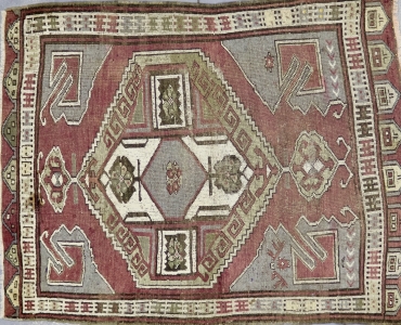 CR3131 VINTAGE 1970s TURKISH KARAPINAR RUG 4'3