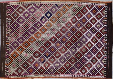 KL7253 VINTAGE 1990s TURKISH KONYA ZILI KILIM RUG 5'8