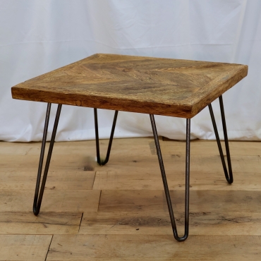 TB312 SIDE TABLE WITH CHEVRON INLAID WOOD TOP