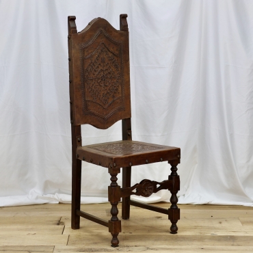 CHR573 ORNATE LEATHER DINING CHAIR